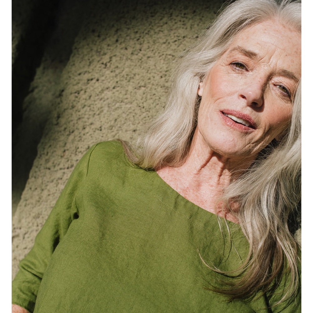 Not Perfect Linen - January Top in Moss Green Linen - size S
